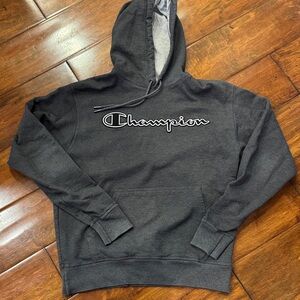 Embroidered Champion Logo Men's M Dark Gray Hoodie